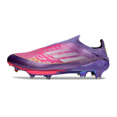 Botas de fútbol Adidas F50+ Elite sin cordones, paquete Yamal de laminado morado, para terreno firme (FG).