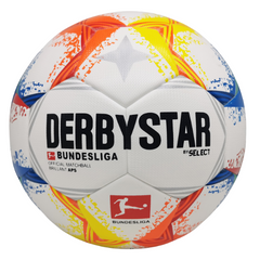 Balón de fútbol Derbystar Brilliant APS Bundesliga 22-23 blanco, naranja, azul y amarillo