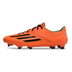 Scarpa da calcio Adidas F50 Adizero arancione e nera per terreni compatti FG