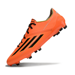 Scarpa da calcio Adidas F50 Adizero arancione e nera per terreni compatti FG