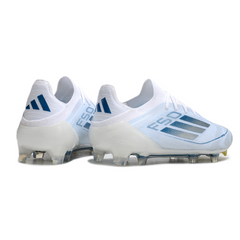Scarpa da calcio Adidas F50 Primeknit Elite bianca e blu per terreni compatti FG