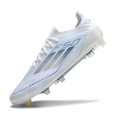 Scarpa da calcio Adidas F50 Primeknit Elite bianca e blu per terreni compatti FG