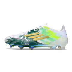 Botas de fútbol Adidas F50 Elite FG para terreno firme, color blanco y verde
