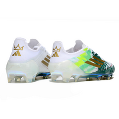 Botas de fútbol Adidas F50 Elite FG para terreno firme, color blanco y verde