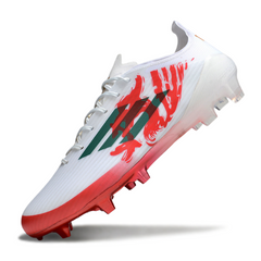 Botas de fútbol Adidas F50 Elite FG para terreno firme, color blanco y rojo