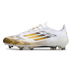 Scarpa da calcio Adidas F50 Elite FG bianca e oro per terreni compatti