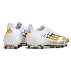 Scarpa da calcio Adidas F50 Elite FG bianca e oro per terreni compatti