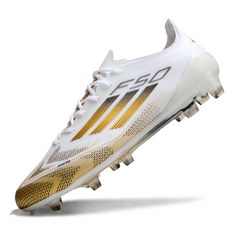 Scarpa da calcio Adidas F50 Elite FG bianca e oro per terreni compatti