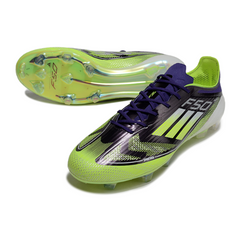 Botas de fútbol Adidas F50 Elite FG para terreno firme, moradas y verdes