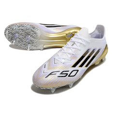 Scarpa da calcio Adidas F50 Elite SG con tacchetti misti bianchi e dorati