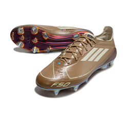 Scarpa da calcio Adidas F50 Elite Messi SG con tacchetti misti, marrone, bianco e azzurro