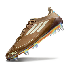 Scarpa da calcio Adidas F50 Elite Messi SG con tacchetti misti, marrone, bianco e azzurro