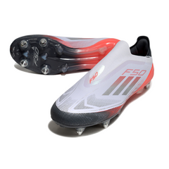 Scarpa da calcio Adidas F50 Elite Kids Mixed Studs SG bianca grigia e arancione