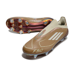 Scarpa da calcio Adidas F50 Elite senza lacci Messi marrone e azzurro con tacchetti misti SG