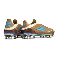 Scarpa da calcio Adidas F50 Elite senza lacci Messi marrone e azzurro con tacchetti misti SG