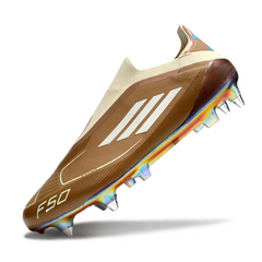 Scarpa da calcio Adidas F50 Elite senza lacci Messi marrone e azzurro con tacchetti misti SG