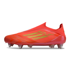 Scarpa da calcio Adidas F50 Elite SG senza lacci con tacchetti misti rossi e gialli