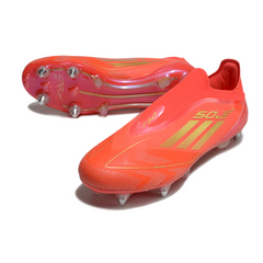 Scarpa da calcio Adidas F50 Elite SG senza lacci con tacchetti misti rossi e gialli