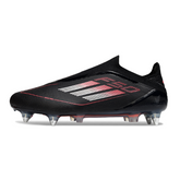 Botas de fútbol Adidas F50 Elite SG sin cordones, color negro, blanco y rojo, con tacos combinados