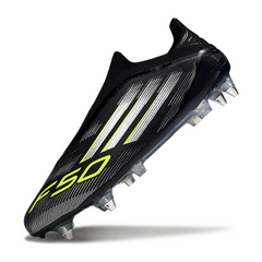 Scarpa da calcio Adidas F50 Elite SG senza lacci, con tacchetti misti, nera, bianca e verde