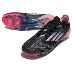 Botas de fútbol Adidas F50 Primeknit Elite FG para terreno firme, color negro y rosa
