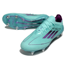 Scarpa da calcio Adidas F50 Primeknit Elite SG con tacchetti misti blu chiaro e rosa