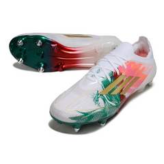 Scarpa da calcio Adidas F50 Primeknit Elite SG con tacchetti misti, bianca, verde e rossa