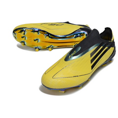 Scarpa da calcio Adidas F50 Elite Laceless gialla e nera per terreni compatti FG