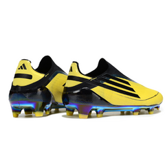 Scarpa da calcio Adidas F50 Elite Laceless gialla e nera per terreni compatti FG