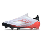 Scarpa da calcio Adidas F50 Elite Laceless bianca arancione e grigia per terreni compatti FG