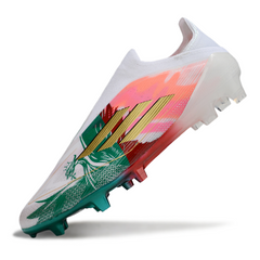Scarpa da calcio Adidas F50 Elite Laceless bianca rossa e verde per terreni compatti FG
