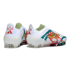 Botas de fútbol Adidas F50 Elite sin cordones, blancas, rojas y verdes, para terreno firme (FG).