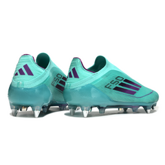Botas de fútbol Adidas F50 Elite sin cordones, azul claro, tacos mixtos SG