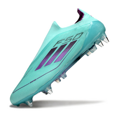 Botas de fútbol Adidas F50 Elite sin cordones, azul claro, tacos mixtos SG