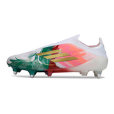 Botas de fútbol Adidas F50 Elite sin cordones, tacos mixtos blancos, rojos y verdes SG