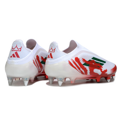 Botas de fútbol Adidas F50 Elite sin cordones, tacos mixtos blancos y rojos SG