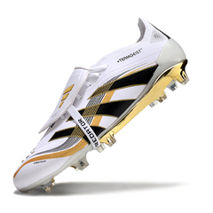 Scarpa da calcio Adidas Predator 25 Elite Tongue bianca e oro per terreni compatti FG
