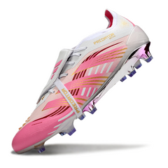 Scarpa da calcio Adidas Predator 25 Tongue Elite bianca e rosa per terreni compatti FG