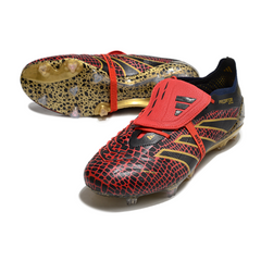 Scarpa da calcio Adidas Predator 25 Elite Tongue nera rossa e gialla per terreni compatti FG