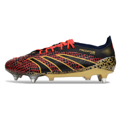 Botas de fútbol Adidas Predator 25 Elite SG con tacos mixtos, negro, rojo y amarillo