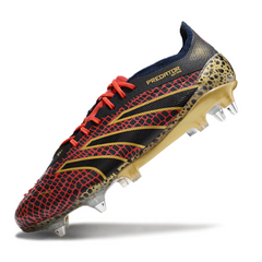 Botas de fútbol Adidas Predator 25 Elite SG con tacos mixtos, negro, rojo y amarillo