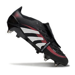 Botas de fútbol Adidas Predator 25 Elite Tongue FG para terreno firme, color negro y rojo