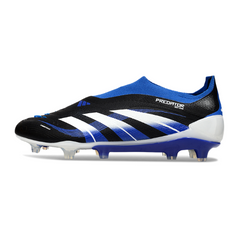 Scarpa da calcio Adidas Predator 25 Elite Laceless Nero Bianco e Blu per terreni compatti FG