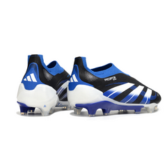 Scarpa da calcio Adidas Predator 25 Elite Laceless Nero Bianco e Blu per terreni compatti FG