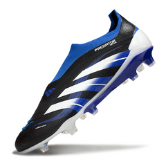 Scarpa da calcio Adidas Predator 25 Elite Laceless Nero Bianco e Blu per terreni compatti FG