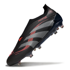Adidas Predator 25 Elite Laceless Black and Red Firm Ground FG Football Boot