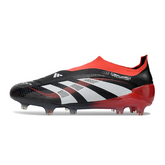Scarpa da calcio Adidas Predator 25 Elite Laceless nera e bianca per terreni compatti FG