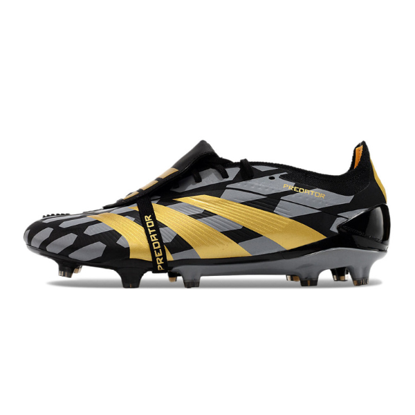 Chuteira Campo Adidas Predator 30 Elite Com Lingua FG Cinza, Preta e Amarela - VENI Futebol
