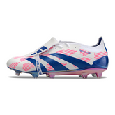 Chuteira Campo Adidas Predator 30 Elite Com Lingua FG Branca, Azul e Rosa - VENI Futebol
