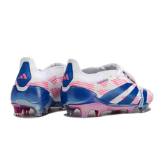 Chuteira Campo Adidas Predator 30 Elite Com Lingua FG Branca, Azul e Rosa - VENI Futebol